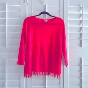 Lilly Pulitzer Neon pink XL girls fringe sweater